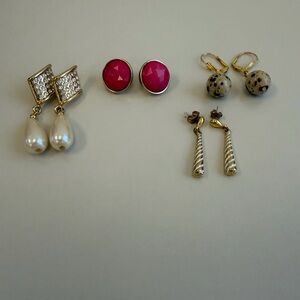 Assorted Women's Earring Set of 4 - Pink, Pearl, Gold & Speckled Styles